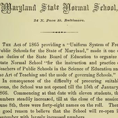 Maryland State Normal School document