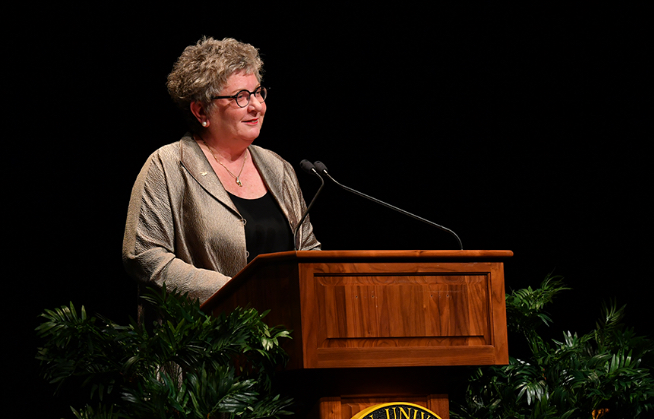 Professor giving speech